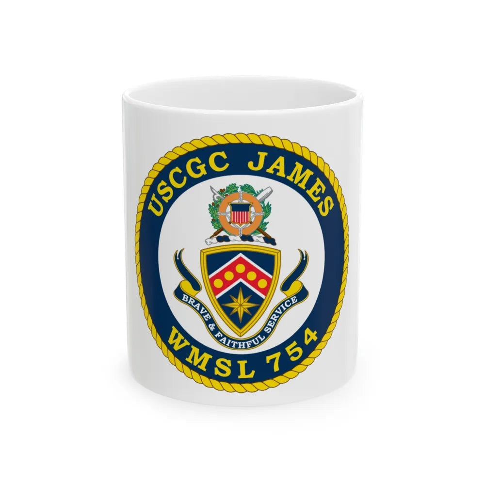 USCGC James WMSL 754 (U.S. Coast Guard) White Coffee Mug-11oz-Go Mug Yourself