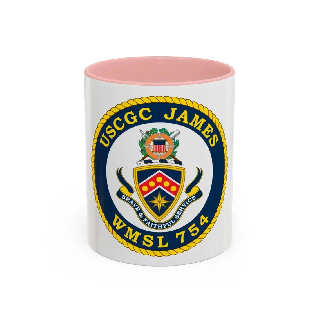 USCGC James WMSL 754 (U.S. Coast Guard) Accent Coffee Mug 11oz Pink - Go Mug Yourself