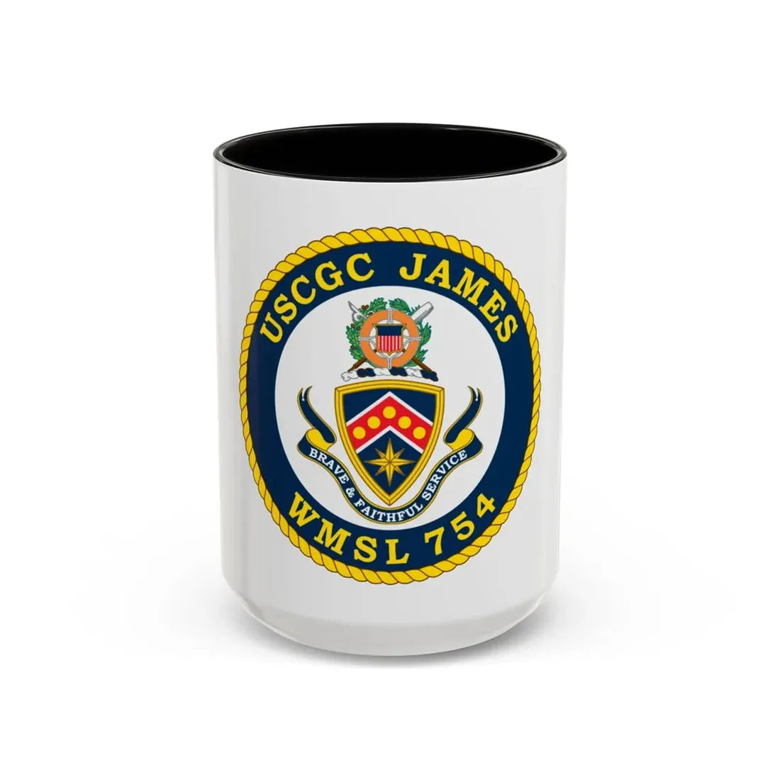 USCGC James WMSL 754 (U.S. Coast Guard) Accent Coffee Mug 15oz Black - Go Mug Yourself