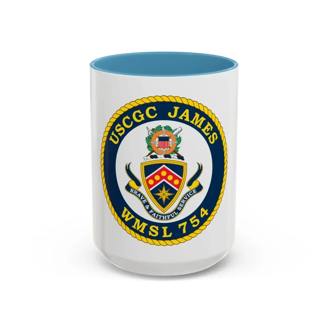 USCGC James WMSL 754 (U.S. Coast Guard) Accent Coffee Mug 15oz Light Blue - Go Mug Yourself