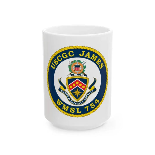 USCGC James WMSL 754 (U.S. Coast Guard) White Coffee Mug 15oz - Go Mug Yourself
