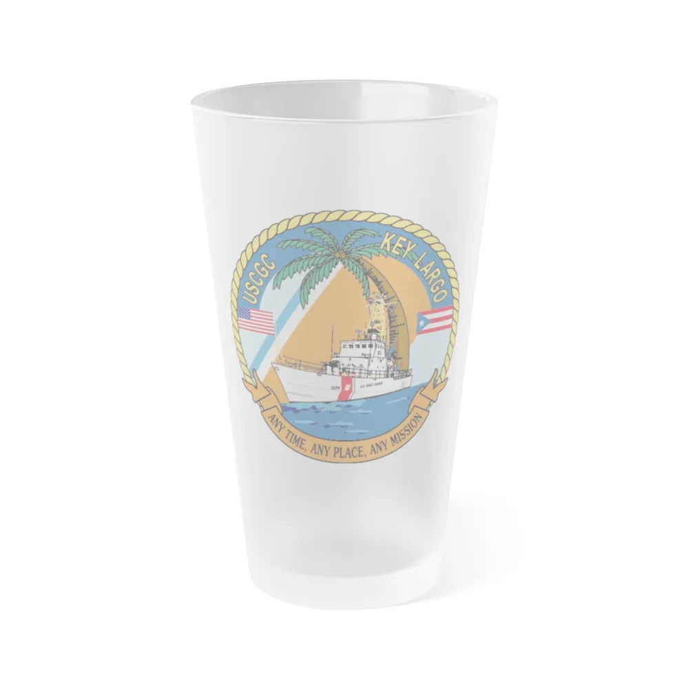 USCGC Key Largo WPB 1324 1 (U.S. Coast Guard) Frosted Pint Glass 16oz-Go Mug Yourself