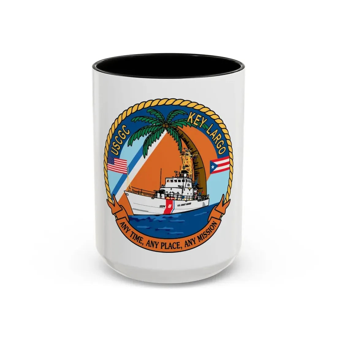 USCGC Key Largo WPB 1324 1 (U.S. Coast Guard) Accent Coffee Mug 15oz Black - Go Mug Yourself