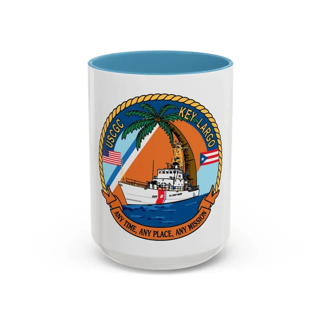 USCGC Key Largo WPB 1324 1 (U.S. Coast Guard) Accent Coffee Mug 15oz Light Blue - Go Mug Yourself