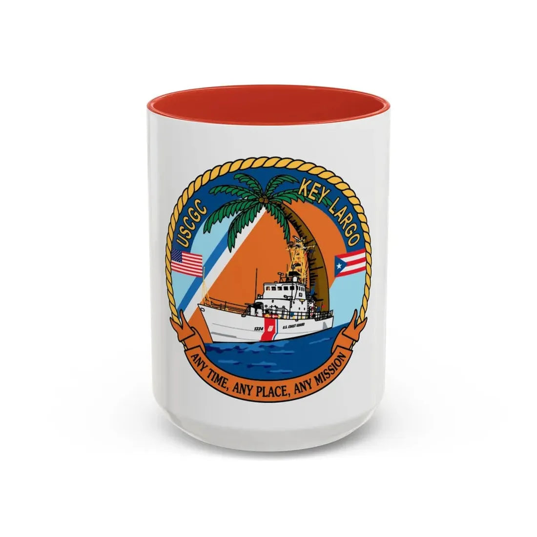 USCGC Key Largo WPB 1324 1 (U.S. Coast Guard) Accent Coffee Mug 15oz Red - Go Mug Yourself