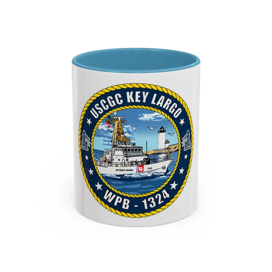 USCGC Key Largo WPB 1324 (U.S. Coast Guard) Accent Coffee Mug 11oz Light Blue - Go Mug Yourself