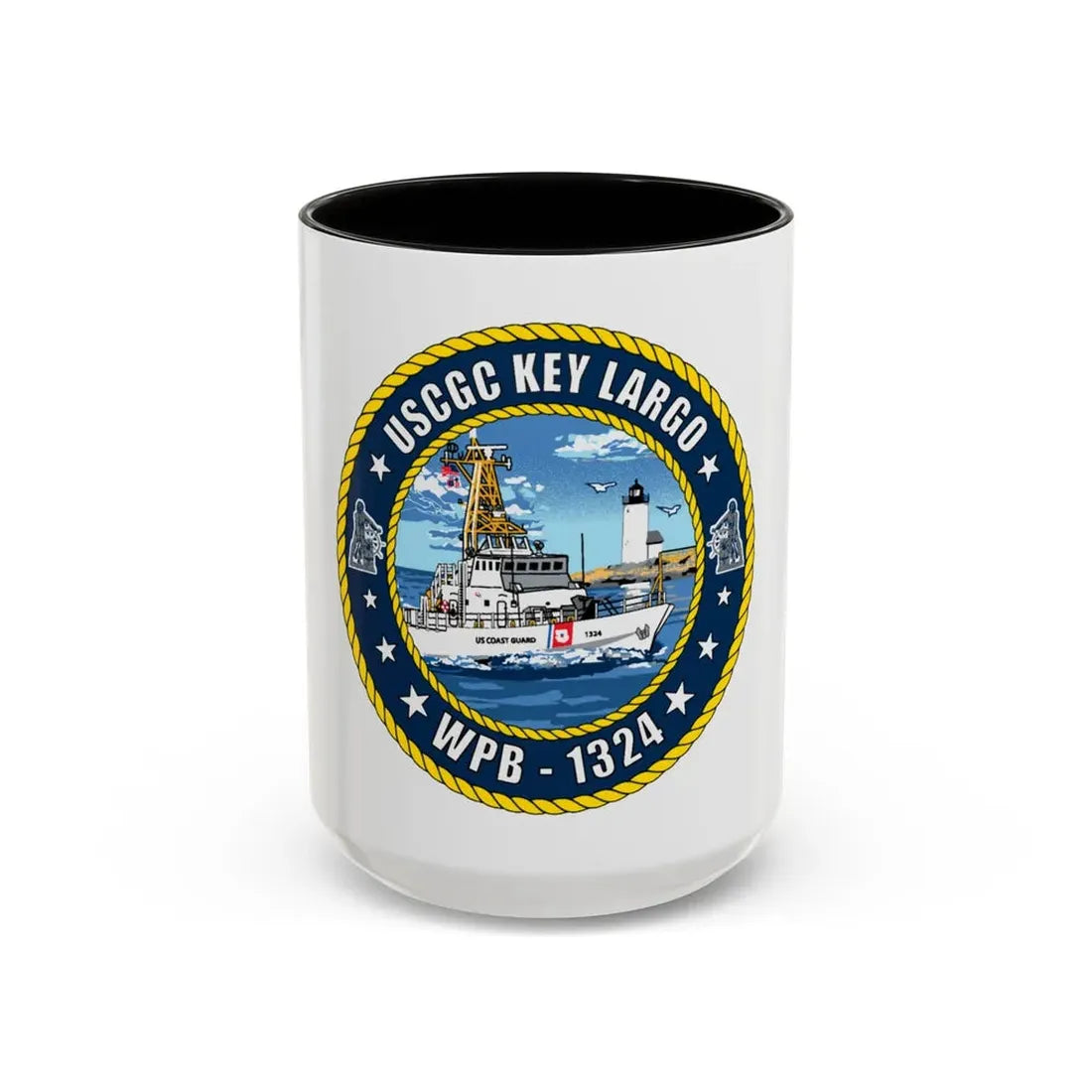 USCGC Key Largo WPB 1324 (U.S. Coast Guard) Accent Coffee Mug 15oz Black - Go Mug Yourself