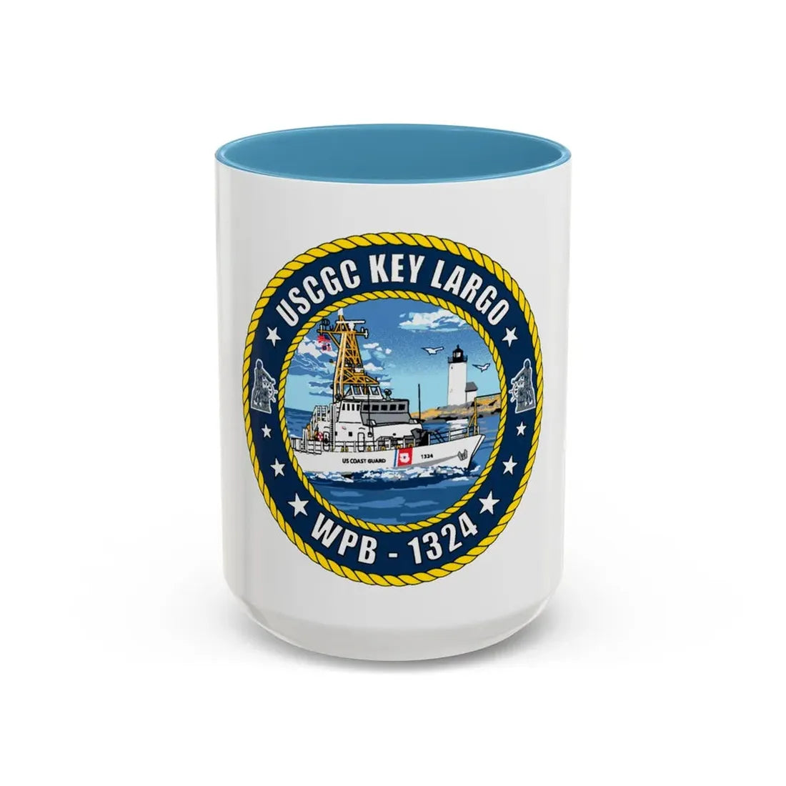 USCGC Key Largo WPB 1324 (U.S. Coast Guard) Accent Coffee Mug 15oz Light Blue - Go Mug Yourself