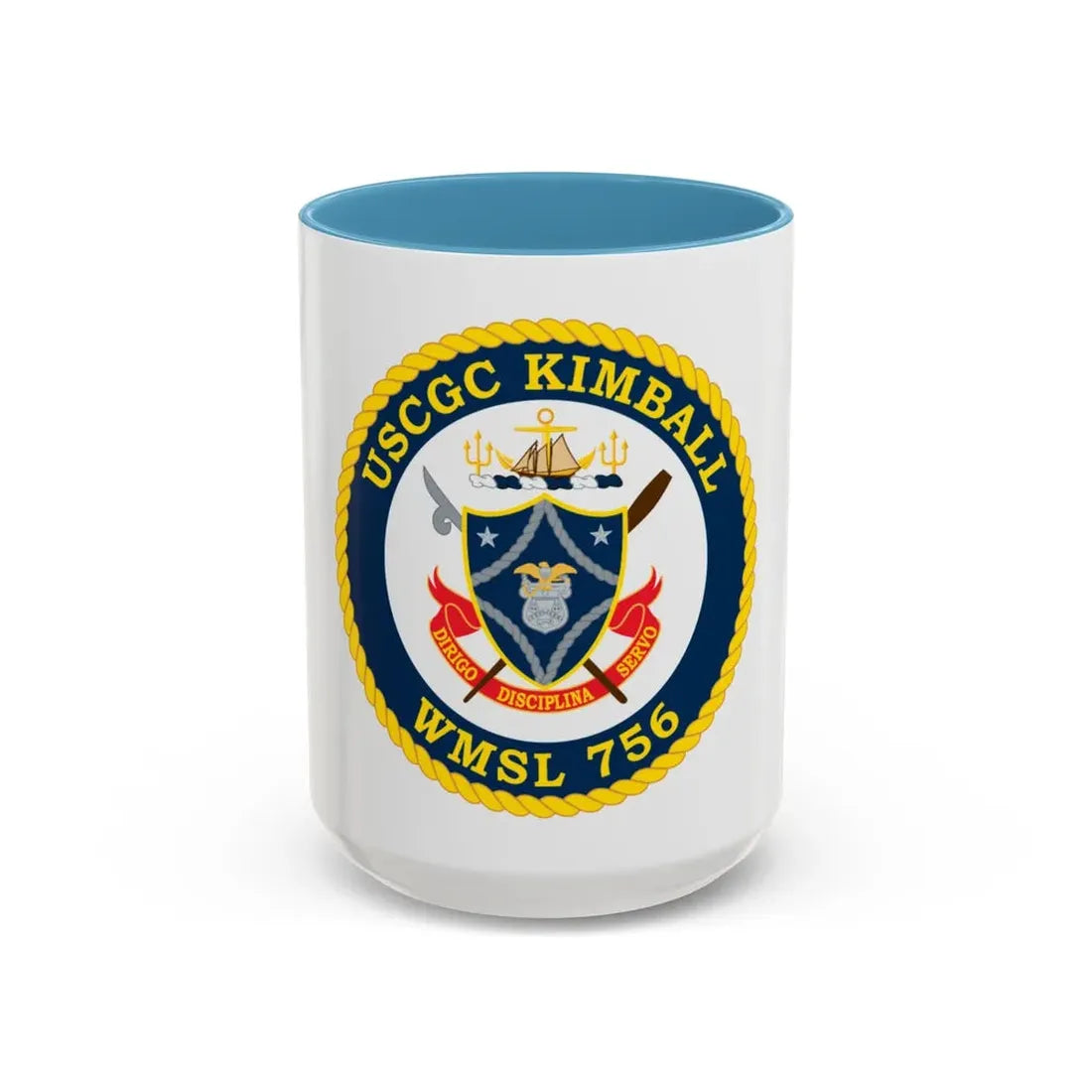 USCGC Kimball WMSL 756 (U.S. Coast Guard) Accent Coffee Mug 15oz Light Blue - Go Mug Yourself