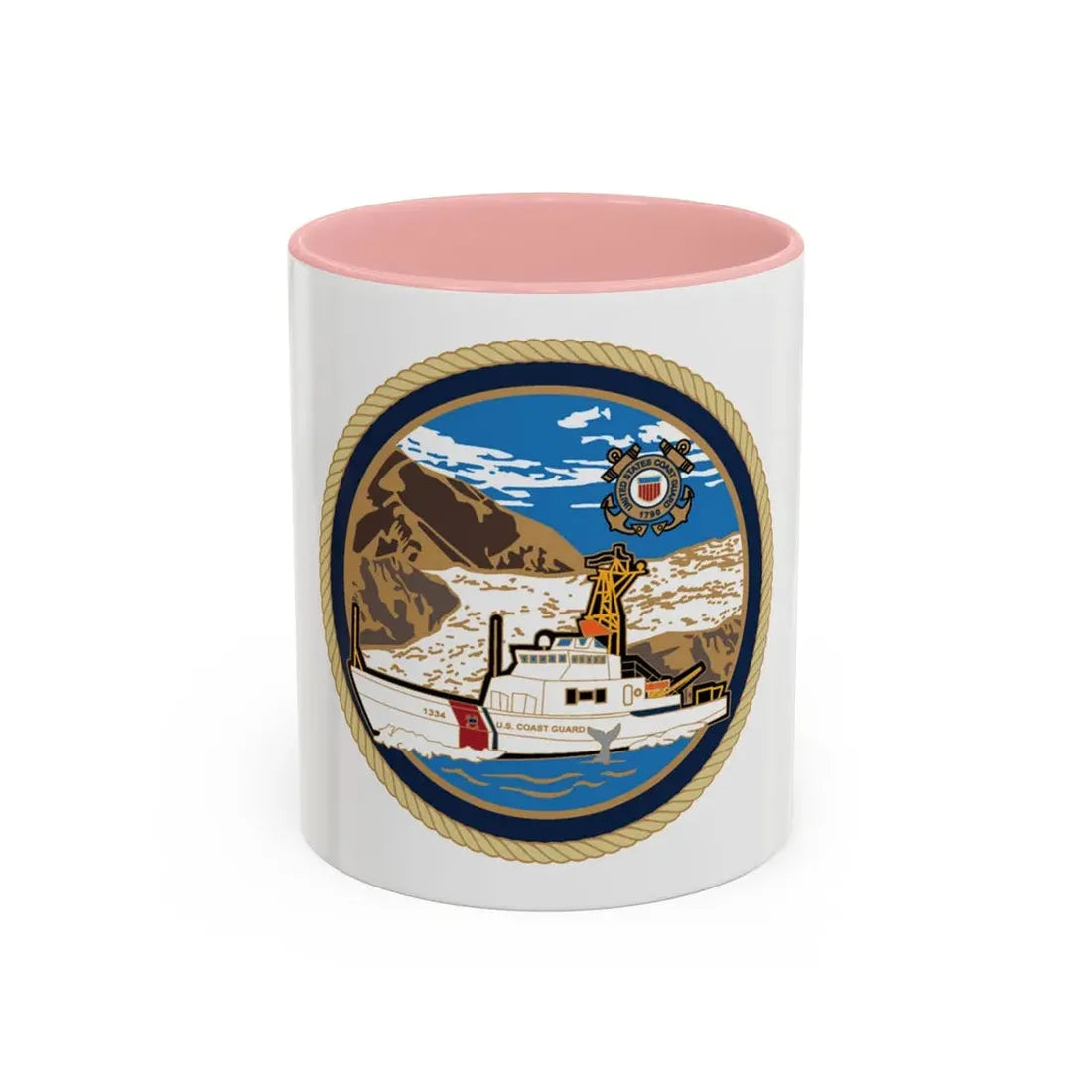 USCGC Liberty Boat (U.S. Coast Guard) Accent Coffee Mug 11oz Pink - Go Mug Yourself