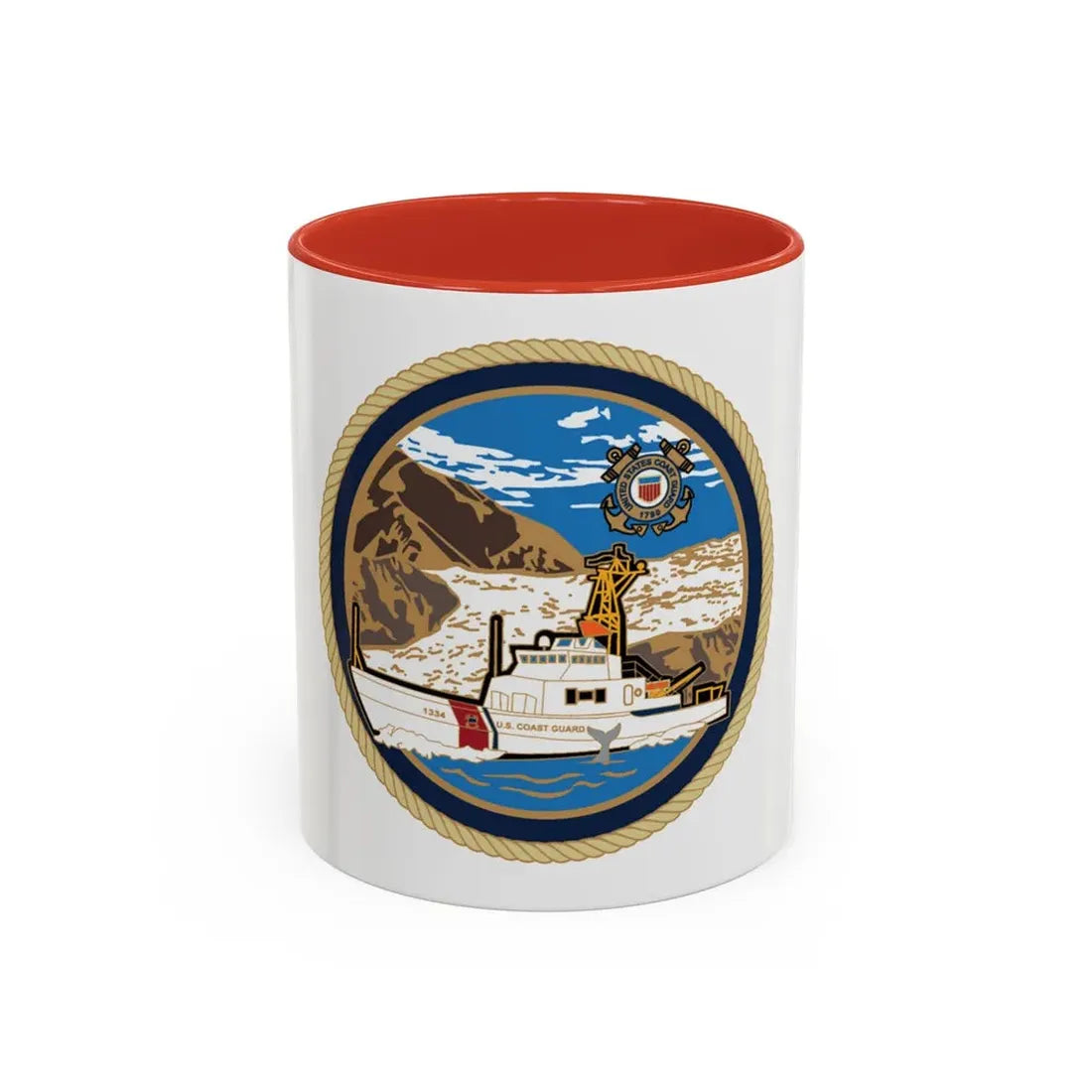 USCGC Liberty Boat (U.S. Coast Guard) Accent Coffee Mug 11oz Red - Go Mug Yourself