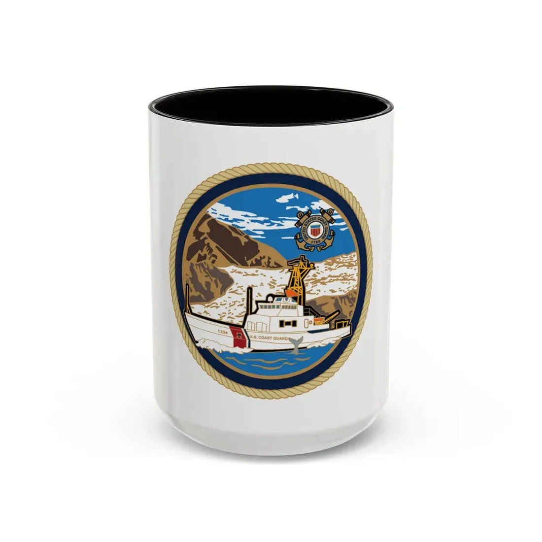 USCGC Liberty Boat (U.S. Coast Guard) Accent Coffee Mug 15oz Black - Go Mug Yourself