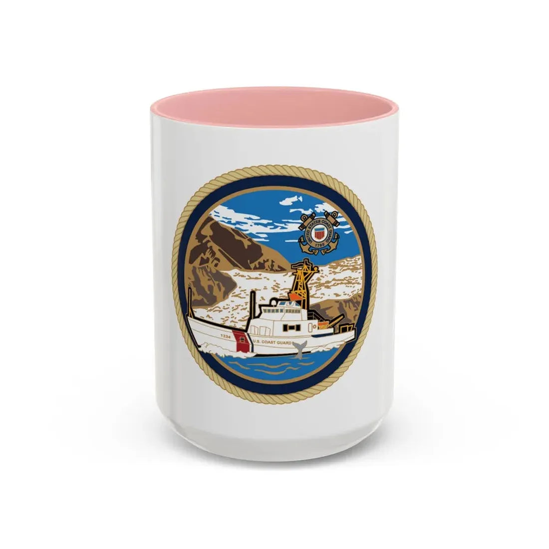 USCGC Liberty Boat (U.S. Coast Guard) Accent Coffee Mug 15oz Pink - Go Mug Yourself