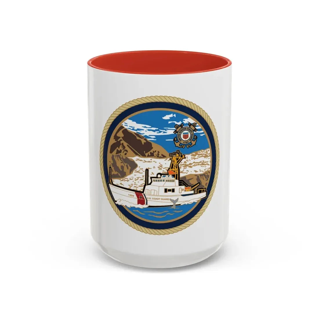 USCGC Liberty Boat (U.S. Coast Guard) Accent Coffee Mug 15oz Red - Go Mug Yourself
