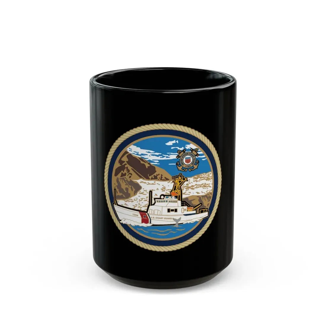 USCGC Liberty Boat (U.S. Coast Guard) Black Coffee Mug 15oz - Go Mug Yourself