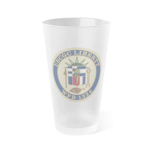 USCGC Liberty WPB 1334 (U.S. Coast Guard) Frosted Pint Glass 16oz-Go Mug Yourself