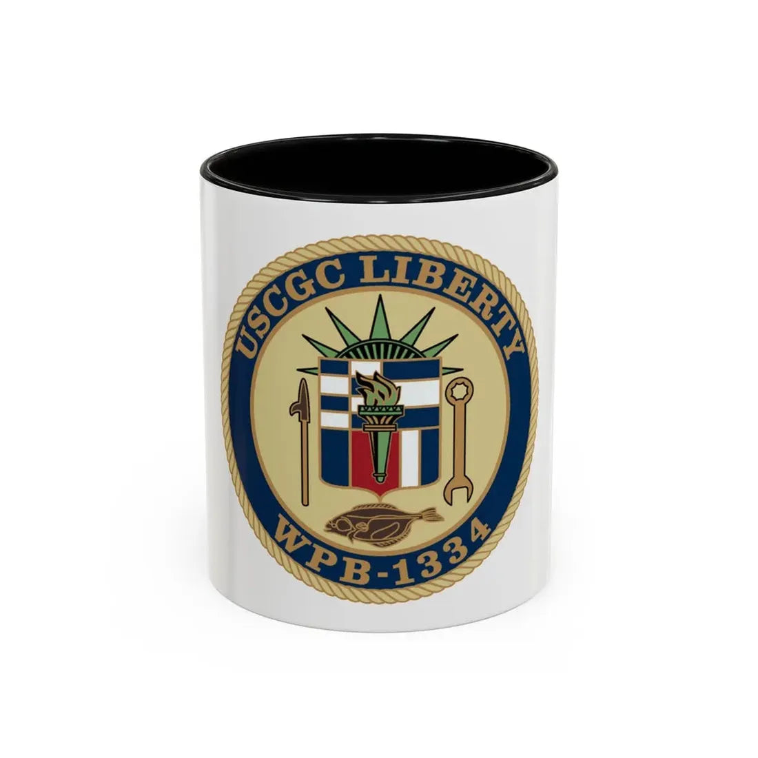 USCGC Liberty WPB 1334 (U.S. Coast Guard) Accent Coffee Mug 11oz Black - Go Mug Yourself