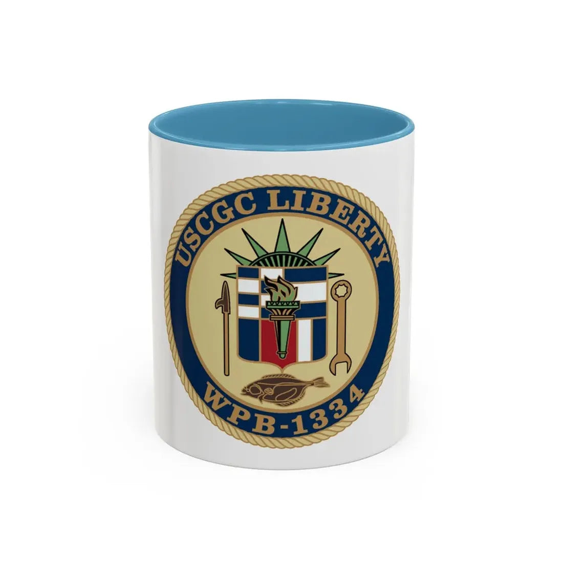 USCGC Liberty WPB 1334 (U.S. Coast Guard) Accent Coffee Mug 11oz Light Blue - Go Mug Yourself
