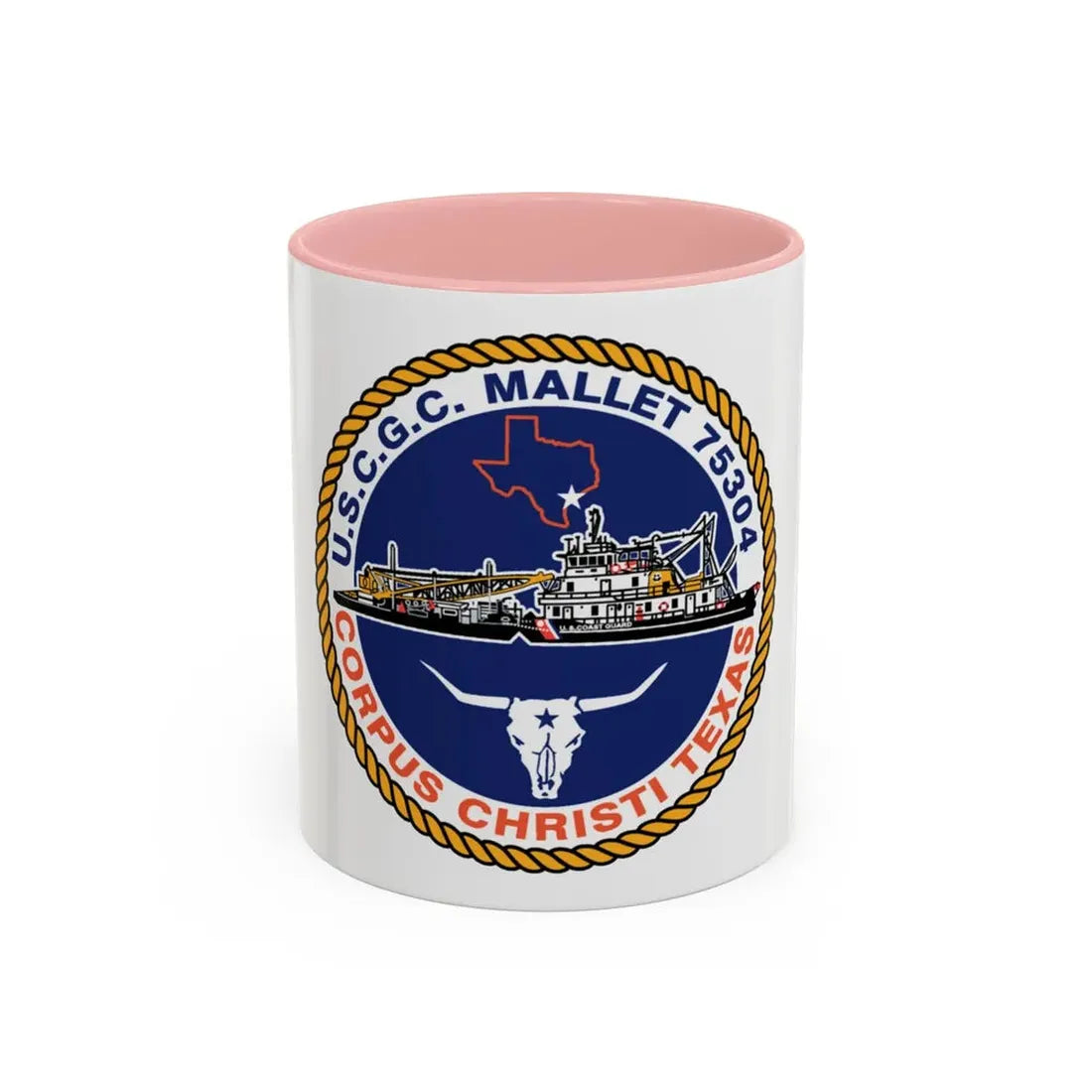 USCGC Mallet 75304 (U.S. Coast Guard) Accent Coffee Mug 11oz Pink - Go Mug Yourself
