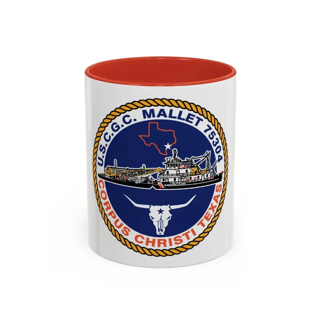 USCGC Mallet 75304 (U.S. Coast Guard) Accent Coffee Mug 11oz Red - Go Mug Yourself