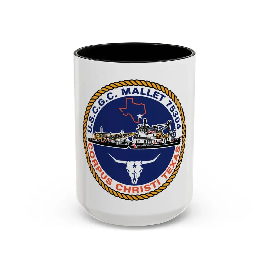 USCGC Mallet 75304 (U.S. Coast Guard) Accent Coffee Mug 15oz Black - Go Mug Yourself