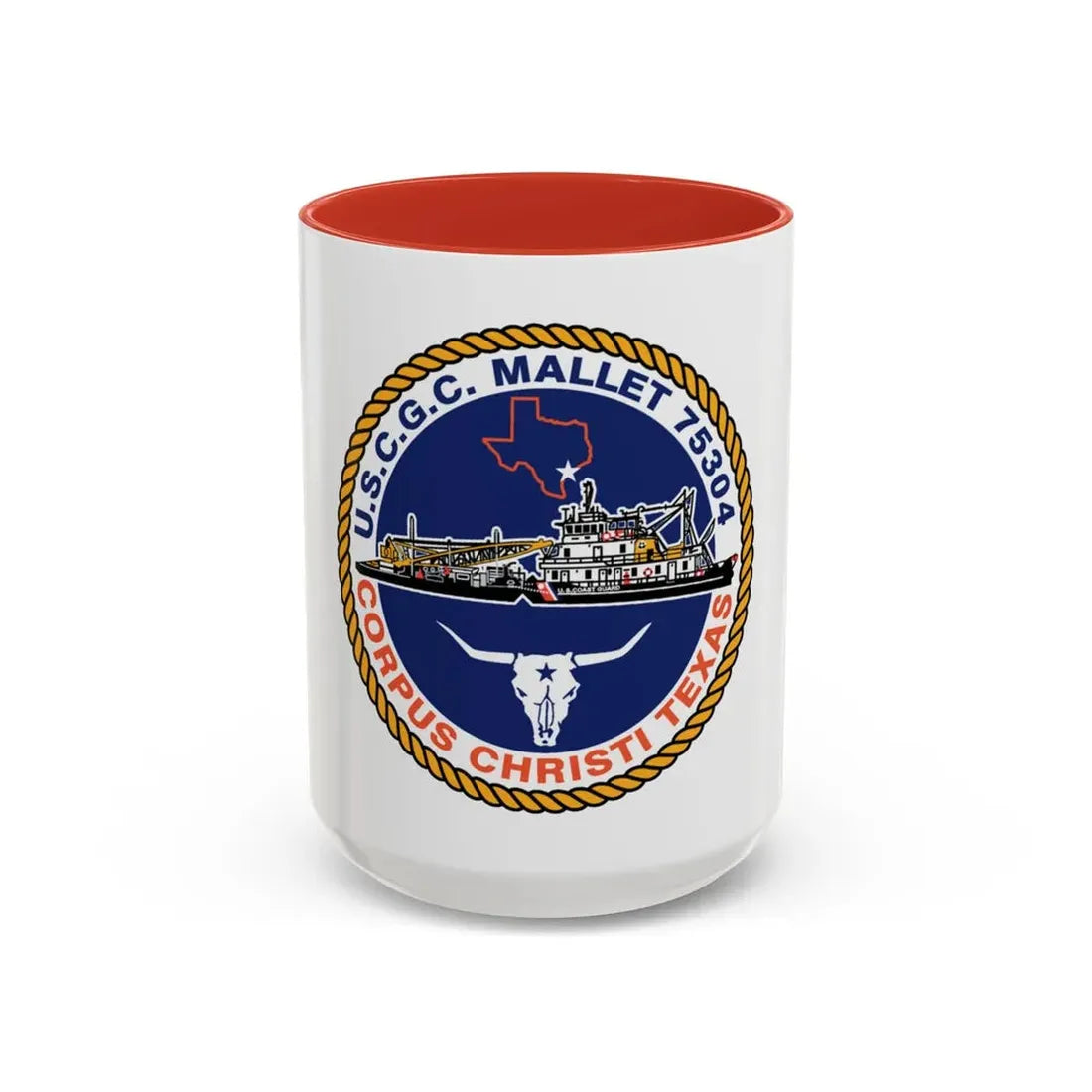 USCGC Mallet 75304 (U.S. Coast Guard) Accent Coffee Mug 15oz Red - Go Mug Yourself