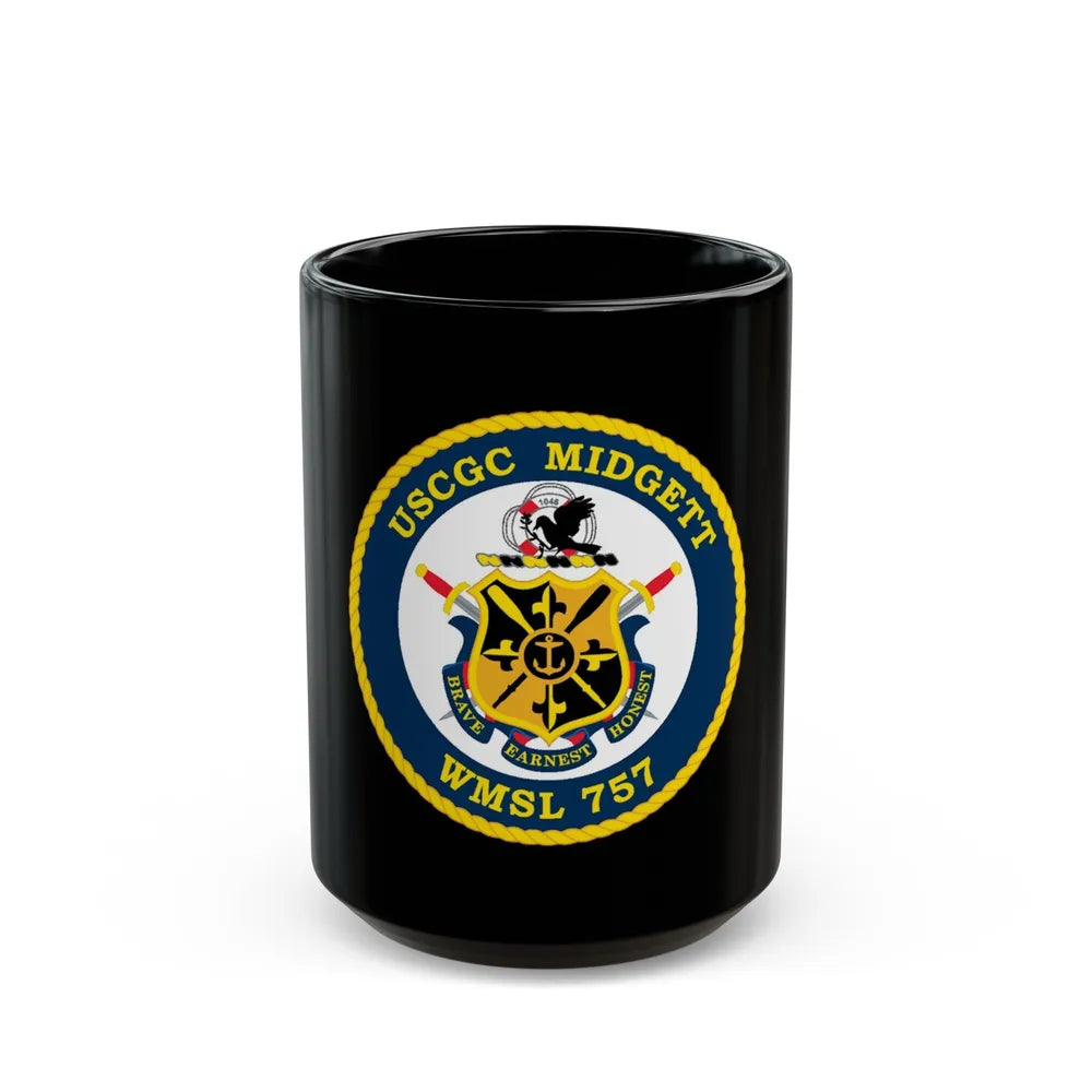 USCGC MIDGETT WMSL 757 (U.S. Coast Guard) Black Coffee Mug-15oz-Go Mug Yourself