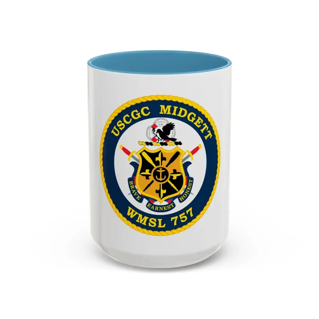 USCGC MIDGETT WMSL 757 (U.S. Coast Guard) Accent Coffee Mug 15oz Light Blue - Go Mug Yourself