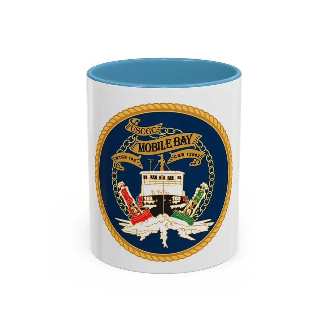 USCGC Mobile Bay WTGB 103 (U.S. Coast Guard) Accent Coffee Mug 11oz Light Blue - Go Mug Yourself