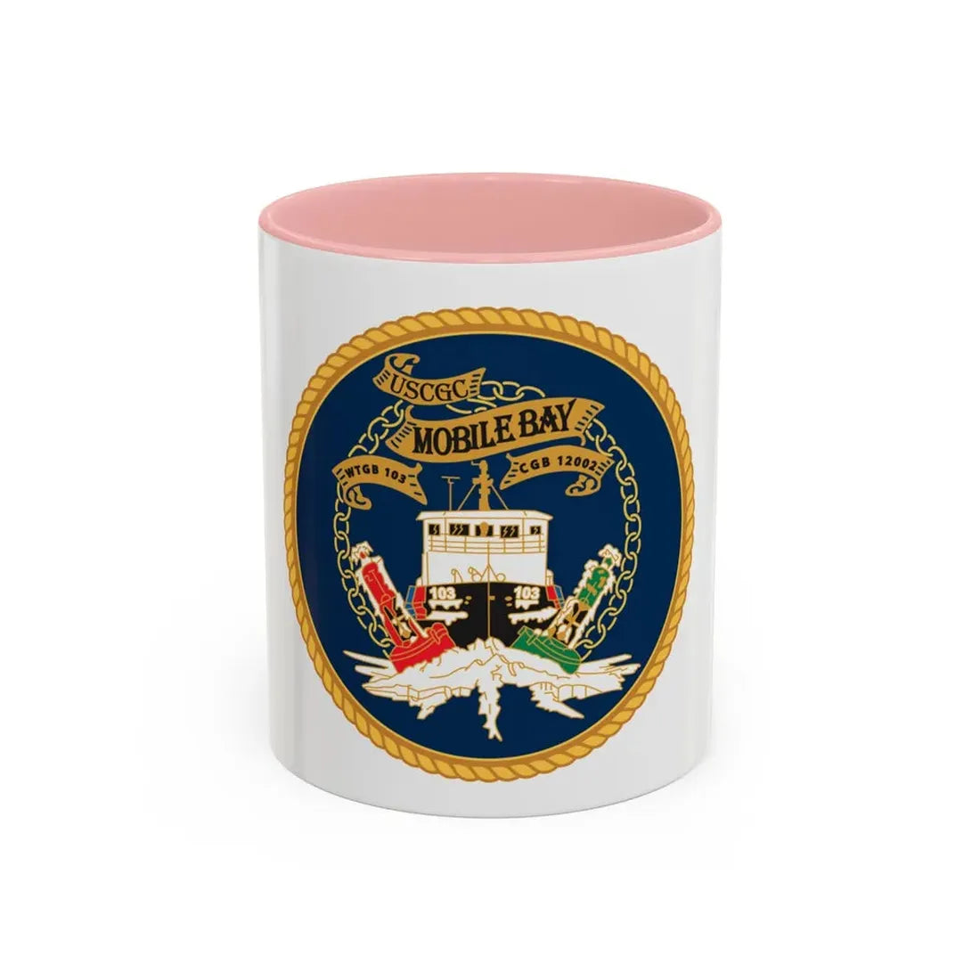 USCGC Mobile Bay WTGB 103 (U.S. Coast Guard) Accent Coffee Mug 11oz Pink - Go Mug Yourself