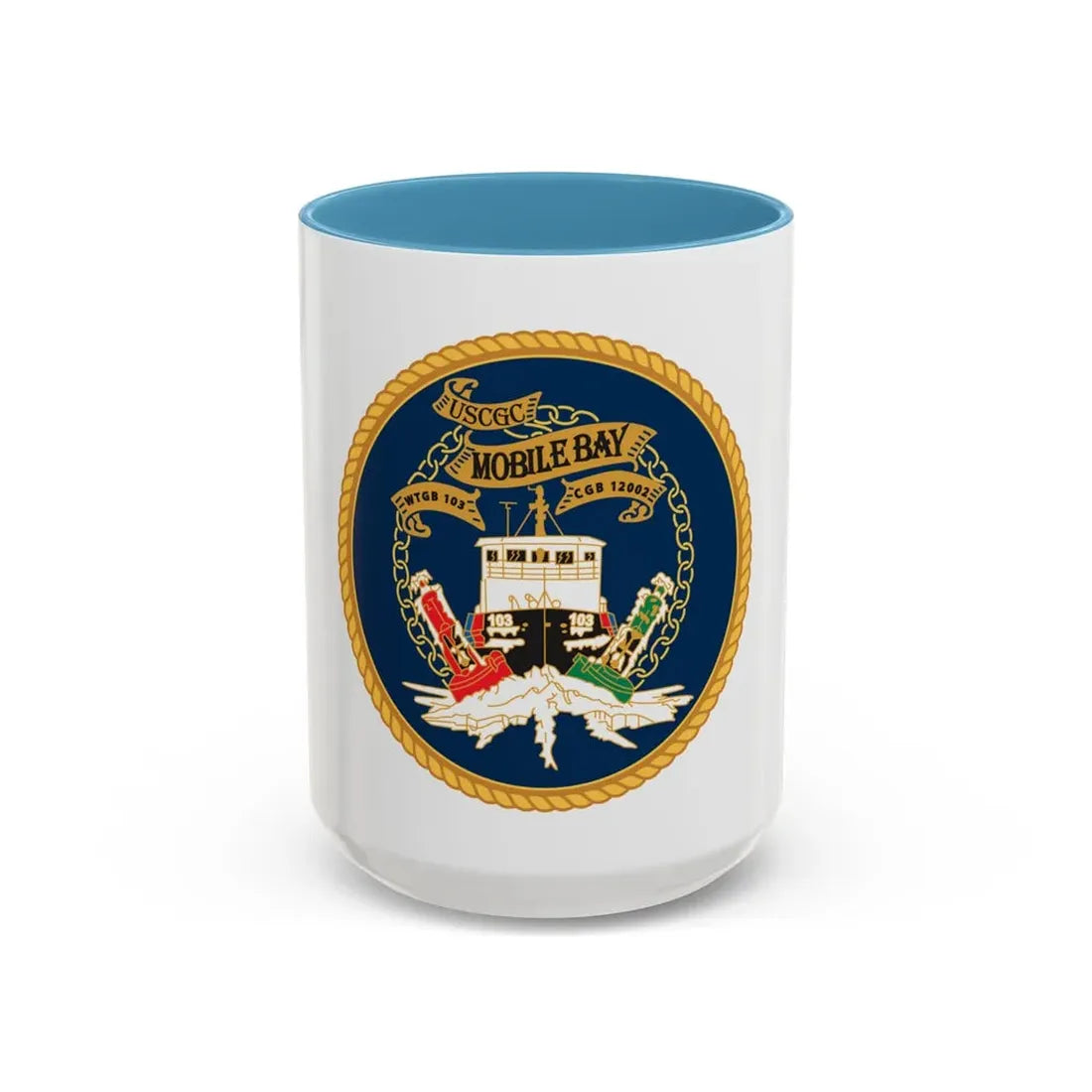 USCGC Mobile Bay WTGB 103 (U.S. Coast Guard) Accent Coffee Mug 15oz Light Blue - Go Mug Yourself