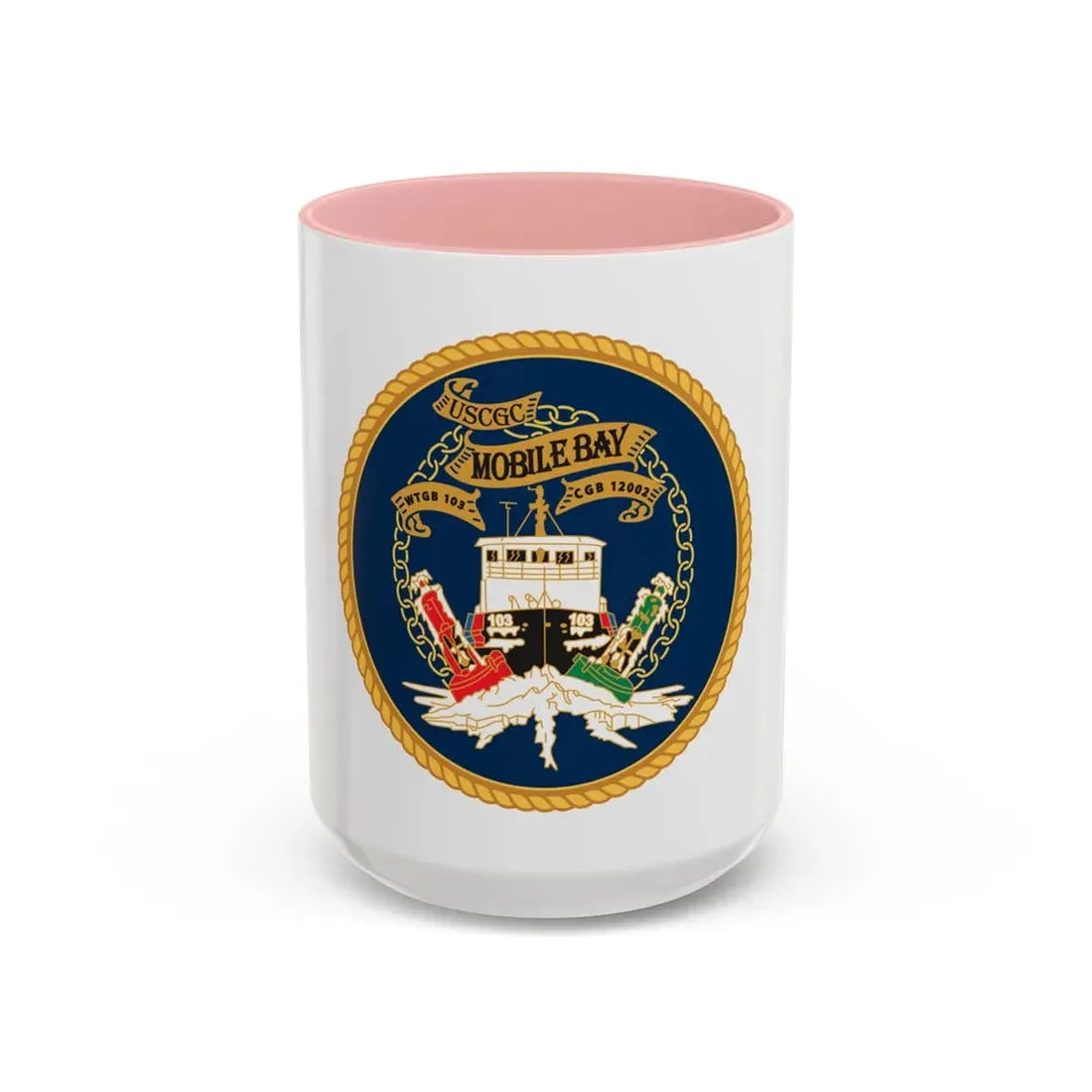 USCGC Mobile Bay WTGB 103 (U.S. Coast Guard) Accent Coffee Mug 15oz Pink - Go Mug Yourself