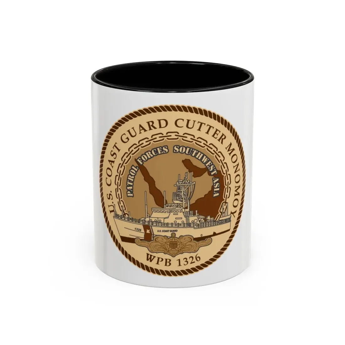 USCGC Monomoy WPB 1326 (U.S. Coast Guard) Accent Coffee Mug 11oz Black - Go Mug Yourself