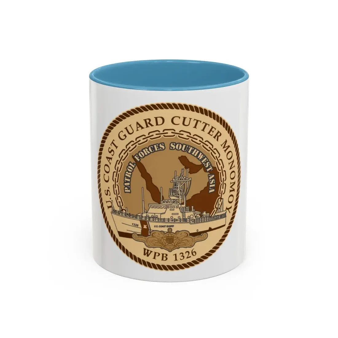 USCGC Monomoy WPB 1326 (U.S. Coast Guard) Accent Coffee Mug 11oz Light Blue - Go Mug Yourself