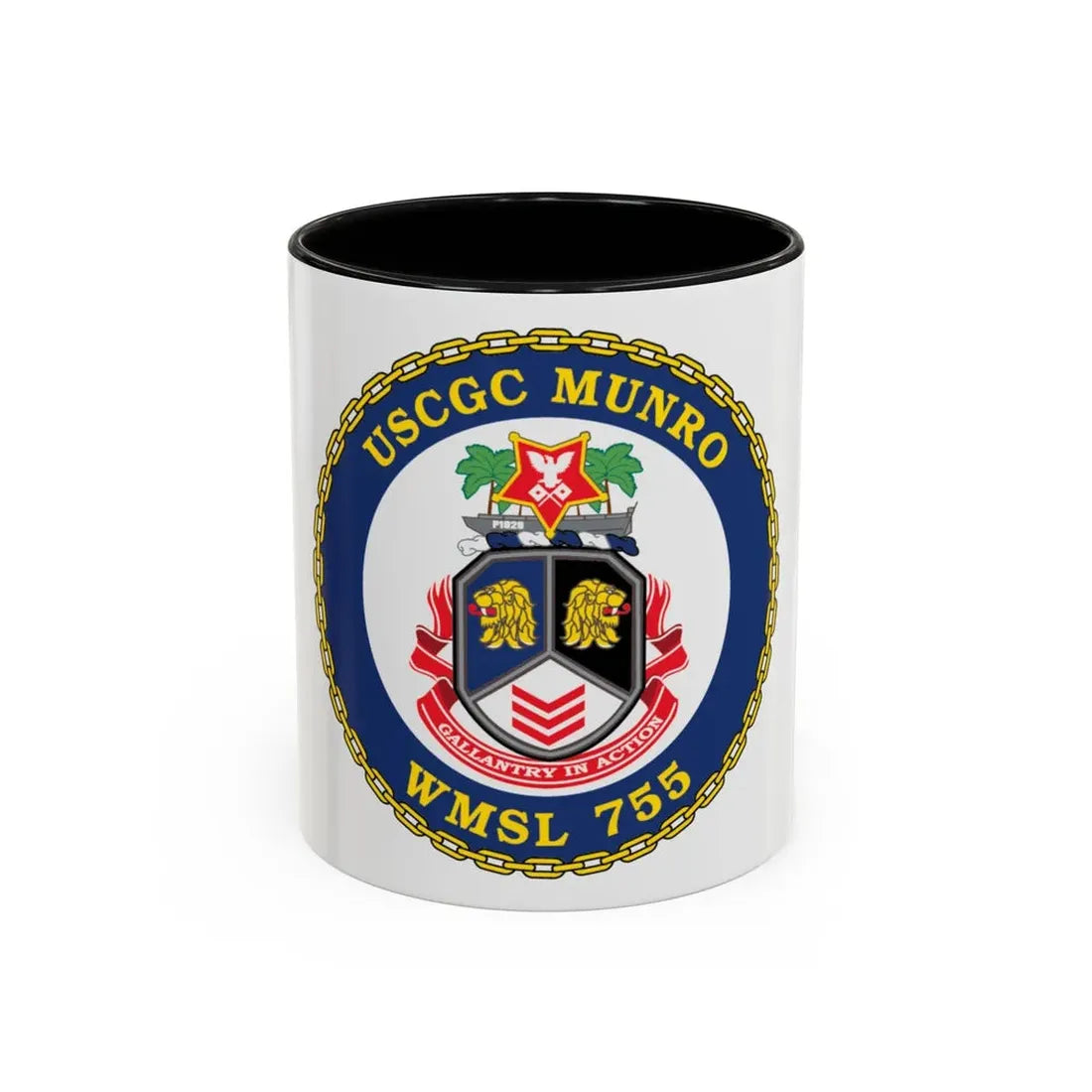 USCGC Munro WMSL   755 (U.S. Coast Guard) Accent Coffee Mug 11oz Black - Go Mug Yourself
