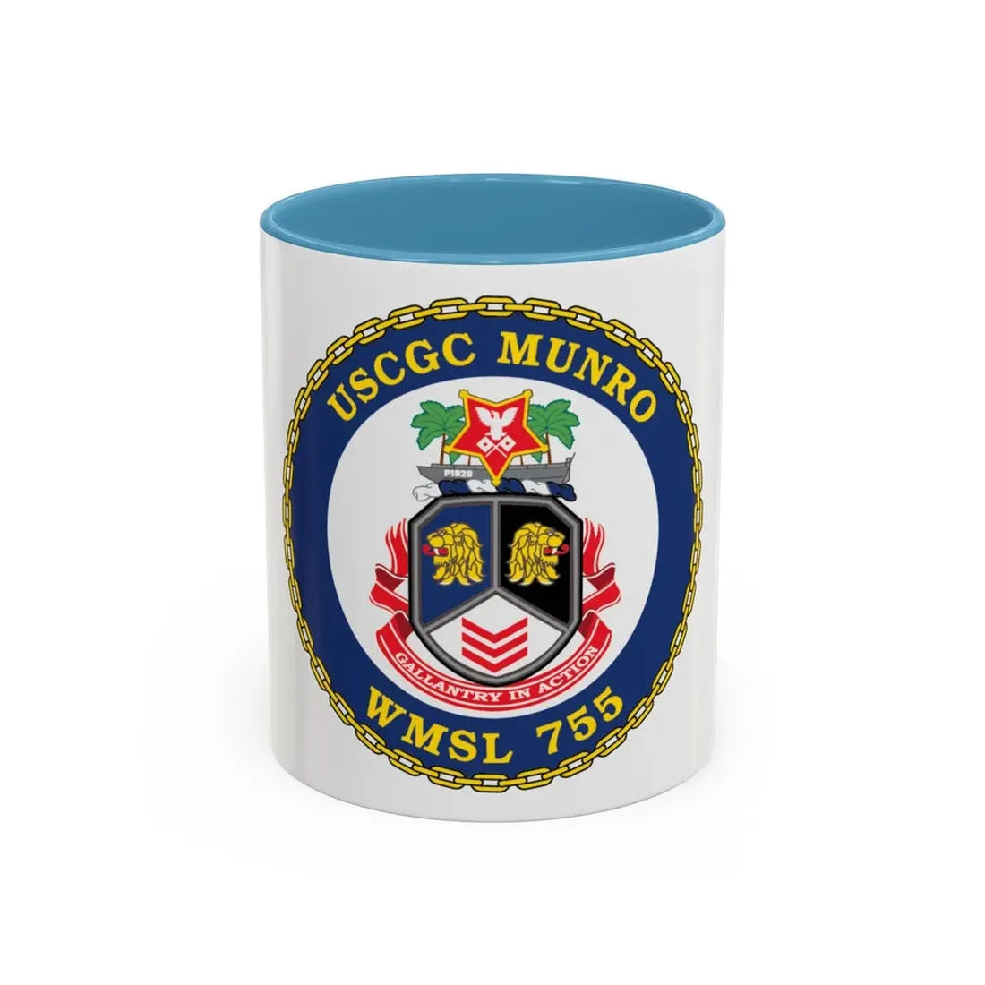 USCGC Munro WMSL   755 (U.S. Coast Guard) Accent Coffee Mug 11oz Light Blue - Go Mug Yourself