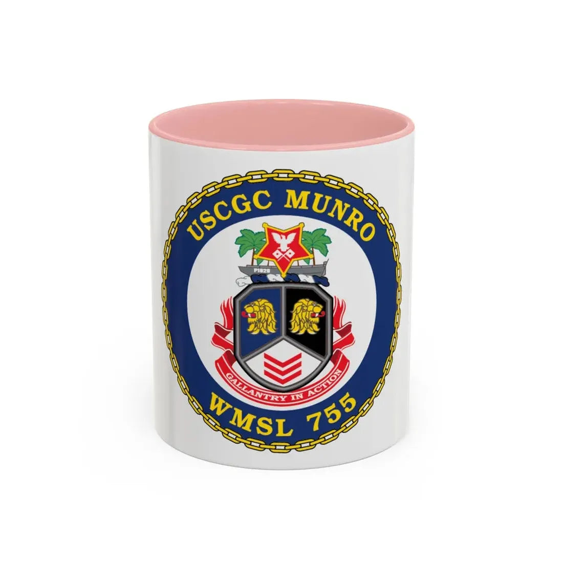 USCGC Munro WMSL   755 (U.S. Coast Guard) Accent Coffee Mug 11oz Pink - Go Mug Yourself