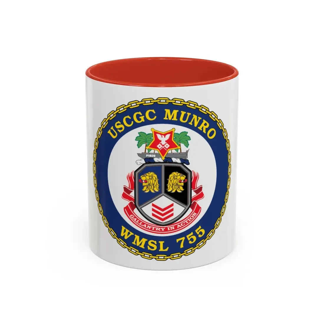 USCGC Munro WMSL   755 (U.S. Coast Guard) Accent Coffee Mug 11oz Red - Go Mug Yourself