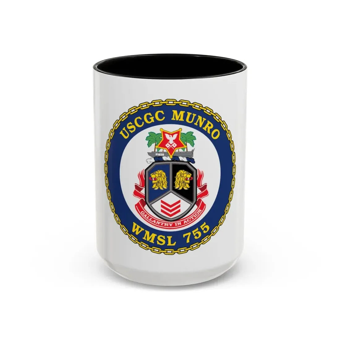 USCGC Munro WMSL   755 (U.S. Coast Guard) Accent Coffee Mug 15oz Black - Go Mug Yourself