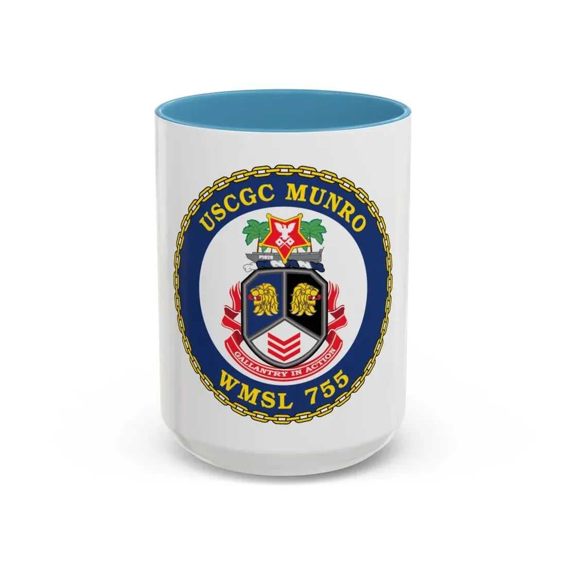 USCGC Munro WMSL   755 (U.S. Coast Guard) Accent Coffee Mug 15oz Light Blue - Go Mug Yourself