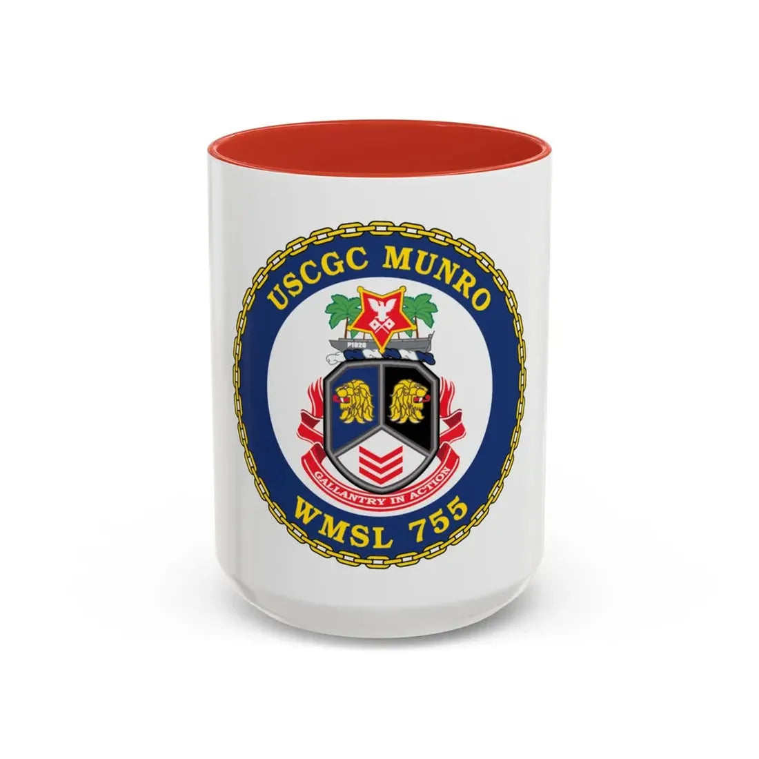 USCGC Munro WMSL   755 (U.S. Coast Guard) Accent Coffee Mug 15oz Red - Go Mug Yourself