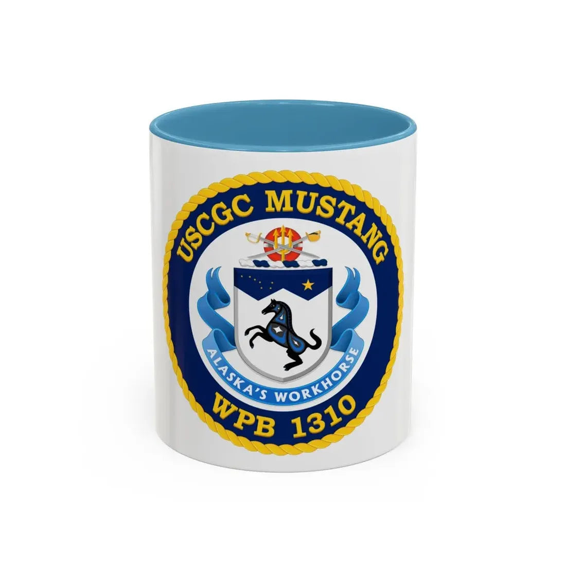 USCGC Mustang WPB 1310 (U.S. Coast Guard) Accent Coffee Mug 11oz Light Blue - Go Mug Yourself