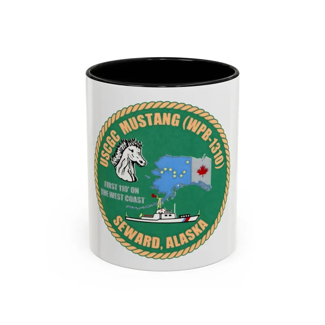 USCGC Mustang WPB 1310 v2 (U.S. Coast Guard) Accent Coffee Mug 11oz Black - Go Mug Yourself