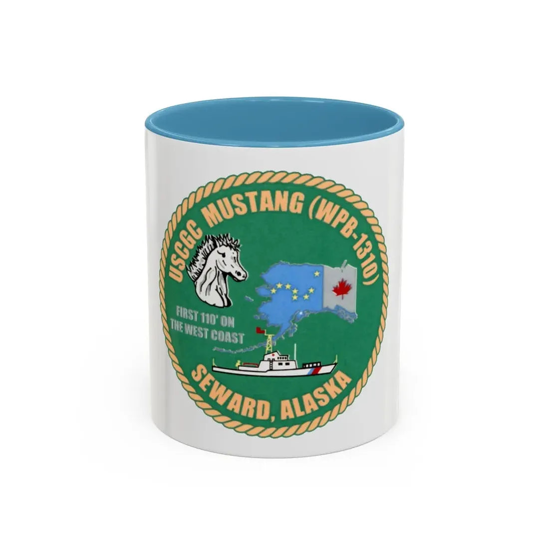 USCGC Mustang WPB 1310 v2 (U.S. Coast Guard) Accent Coffee Mug 11oz Light Blue - Go Mug Yourself