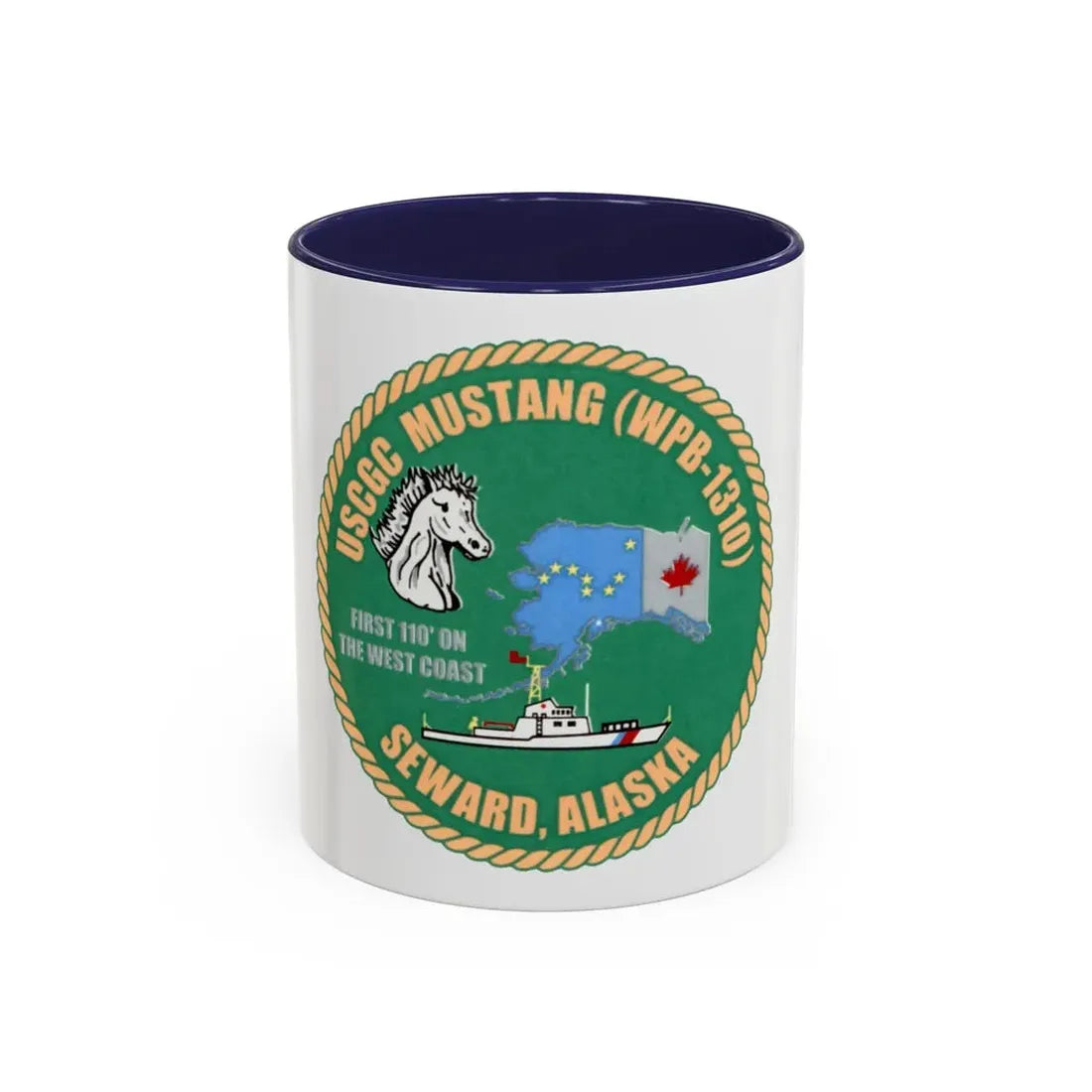 USCGC Mustang WPB 1310 v2 (U.S. Coast Guard) Accent Coffee Mug 11oz Navy - Go Mug Yourself