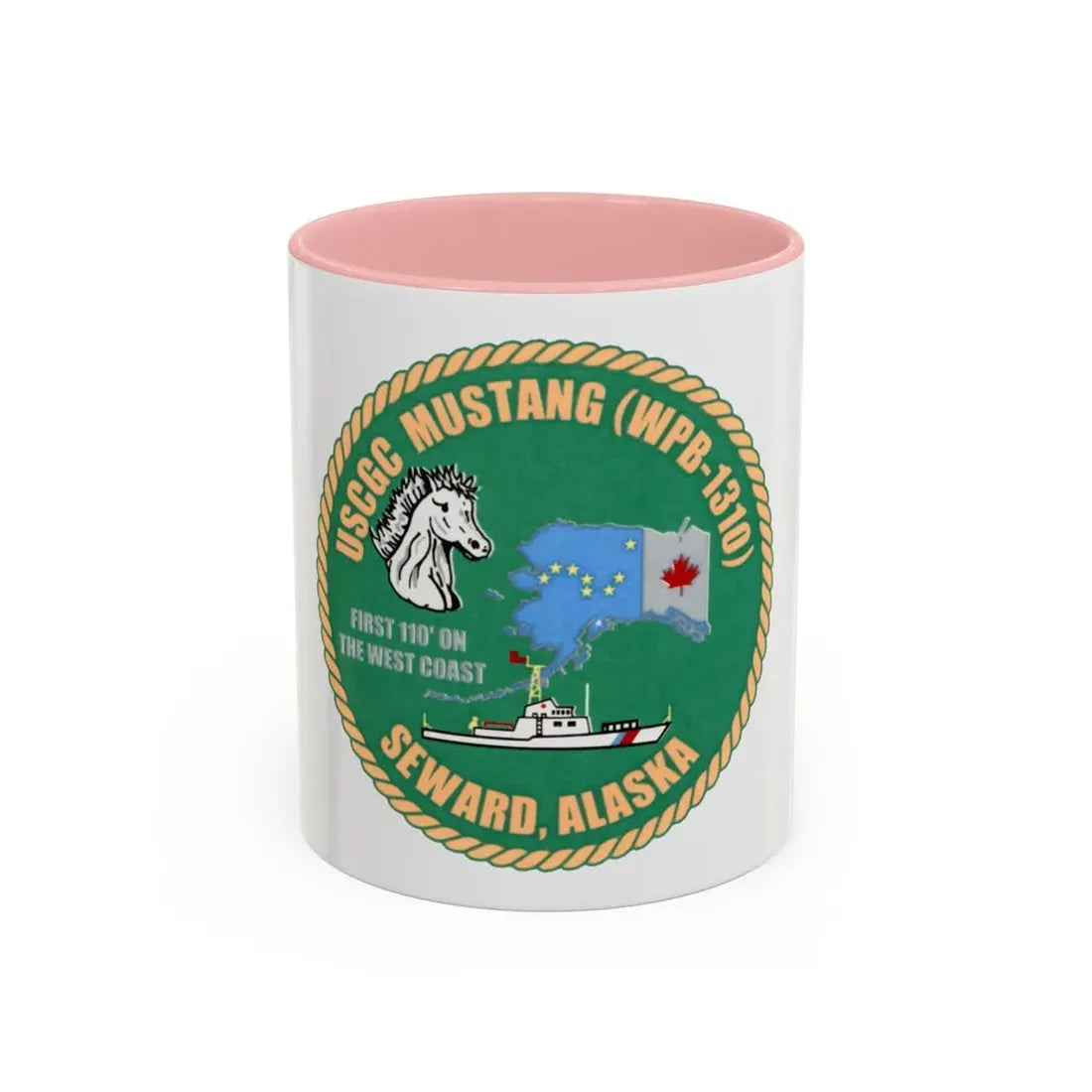 USCGC Mustang WPB 1310 v2 (U.S. Coast Guard) Accent Coffee Mug 11oz Pink - Go Mug Yourself