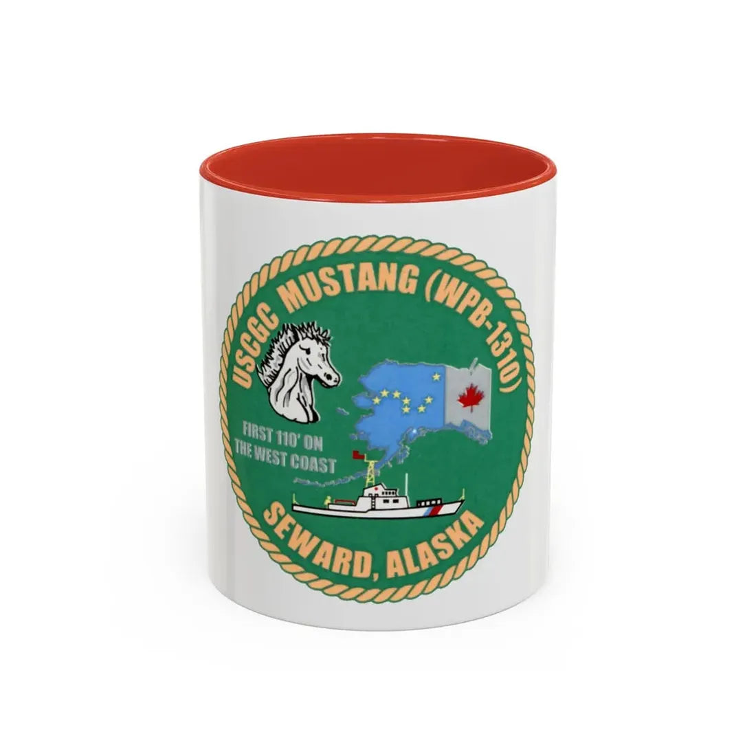 USCGC Mustang WPB 1310 v2 (U.S. Coast Guard) Accent Coffee Mug 11oz Red - Go Mug Yourself