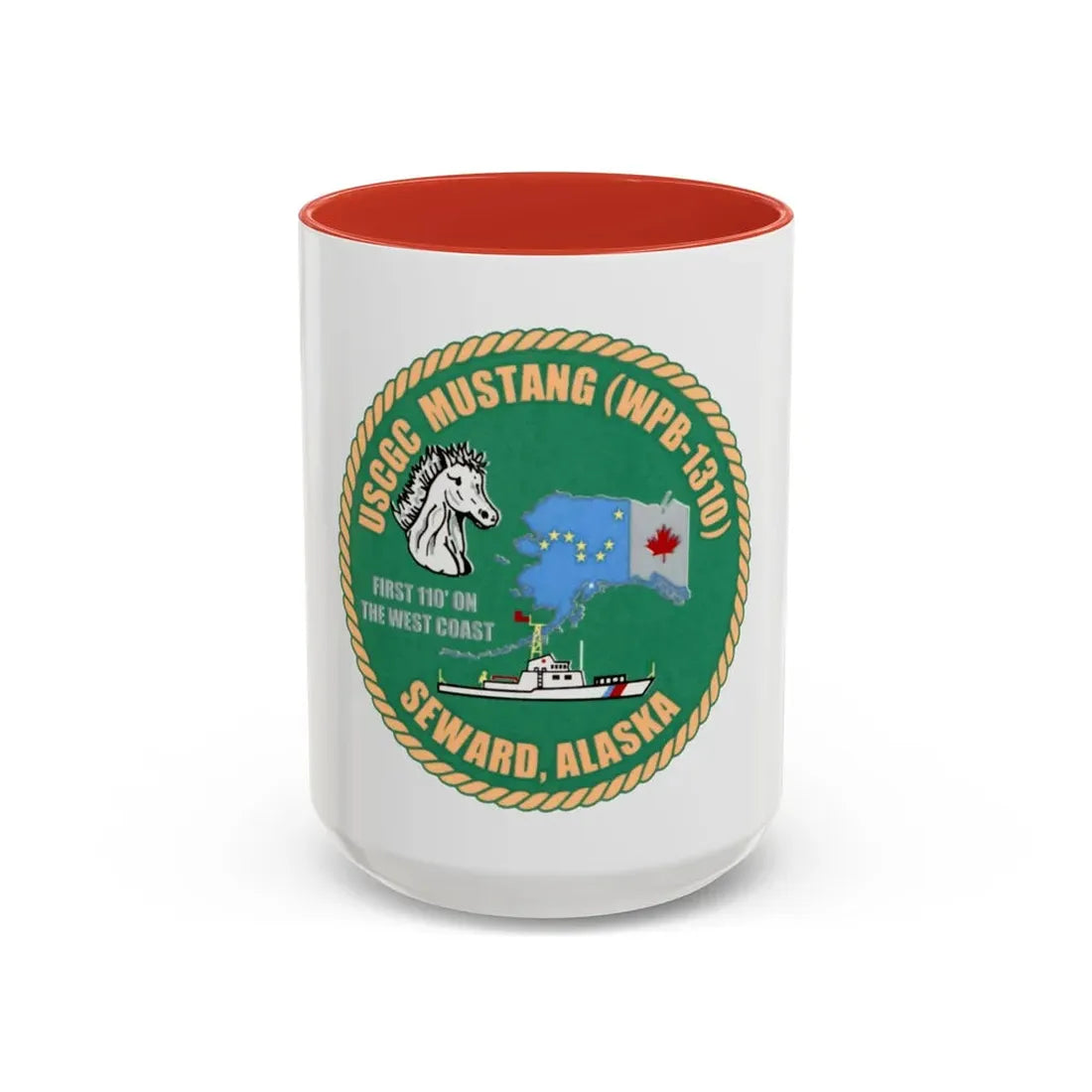 USCGC Mustang WPB 1310 v2 (U.S. Coast Guard) Accent Coffee Mug 15oz Red - Go Mug Yourself