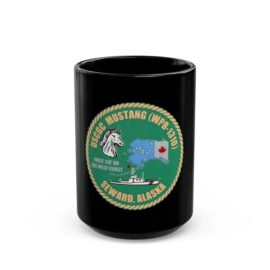 USCGC Mustang WPB 1310 v2 (U.S. Coast Guard) Black Coffee Mug 15oz - Go Mug Yourself
