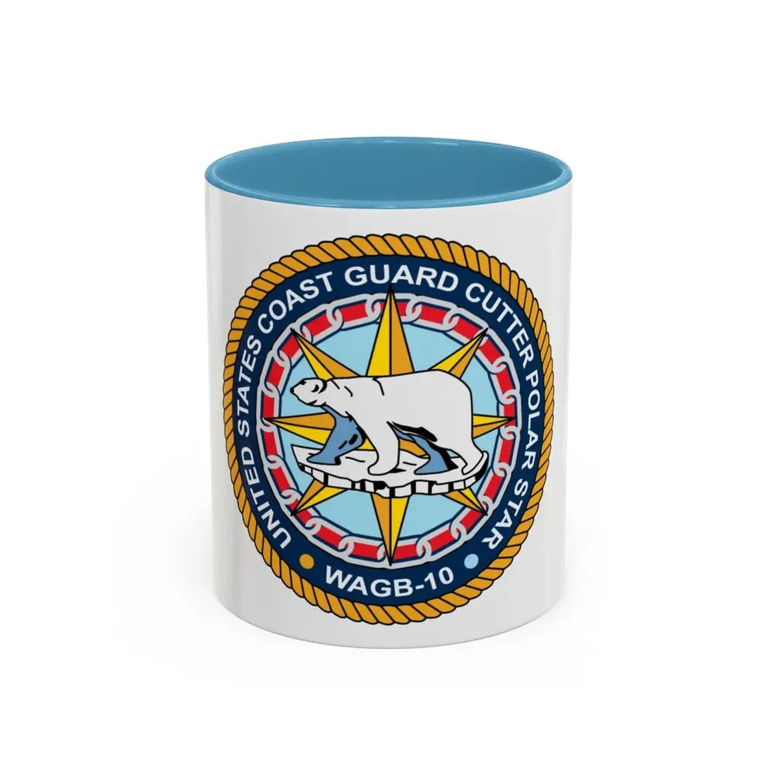 USCGC Polar Star WAGB 10 (U.S. Coast Guard) Accent Coffee Mug 11oz Light Blue - Go Mug Yourself